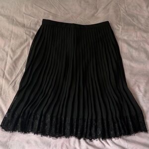 Forever 21 Black Pleated Skirt with Lace Trim